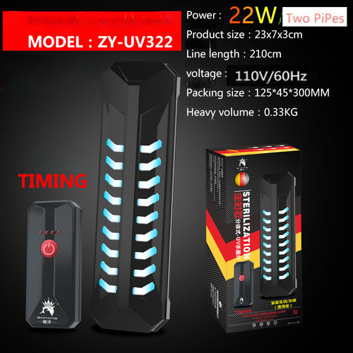 Aquarium UV sterilizer lamp installed on fish tank
