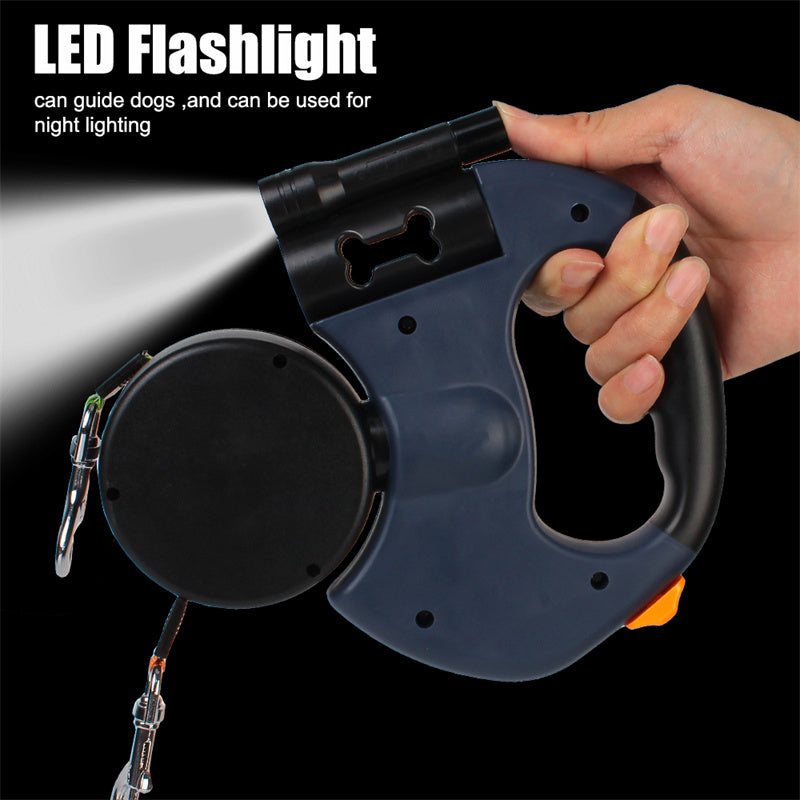 Reflective 360° swivel dual dog leash suitable for small and large dogs