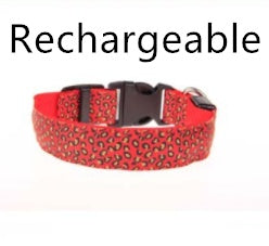 LED Dog Collar Safety Adjustable Nylon Leopard Pet Collar for Night Walks