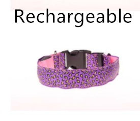 LED Dog Collar Safety Adjustable Nylon Leopard Pet Collar for Night Walks