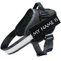 Black dog harness with 'MY NAME IS' tag reflective leash and harness set for dogs safe comfortable daily walks