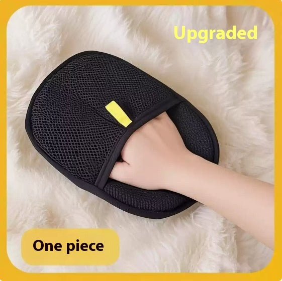 Black Pet hair remover mitt for dogs, cats, and rabbits removes long short and curly fur efficiently
