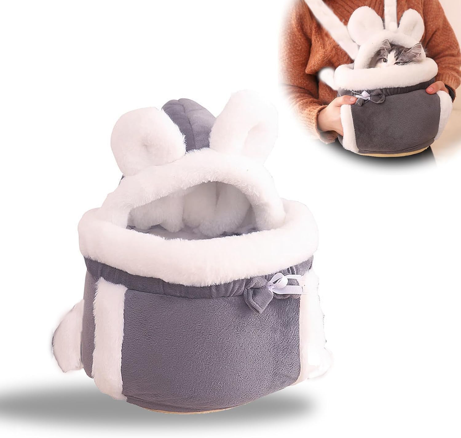 Pet carrier bag for cats and dogs with double pocket front pack design