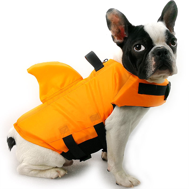 Shark fin dog life jacket, front view