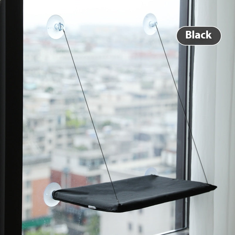 Black cat hammock with suction cups for indoor window sun lounging