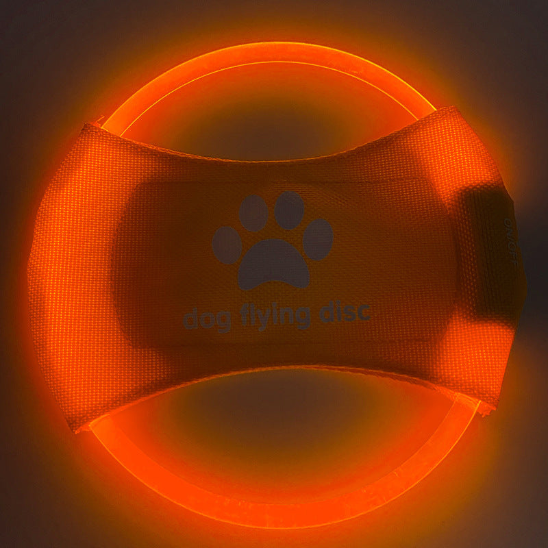 Red LED Light-Up Dog Flying Disc – full view of interactive toy for dogs
