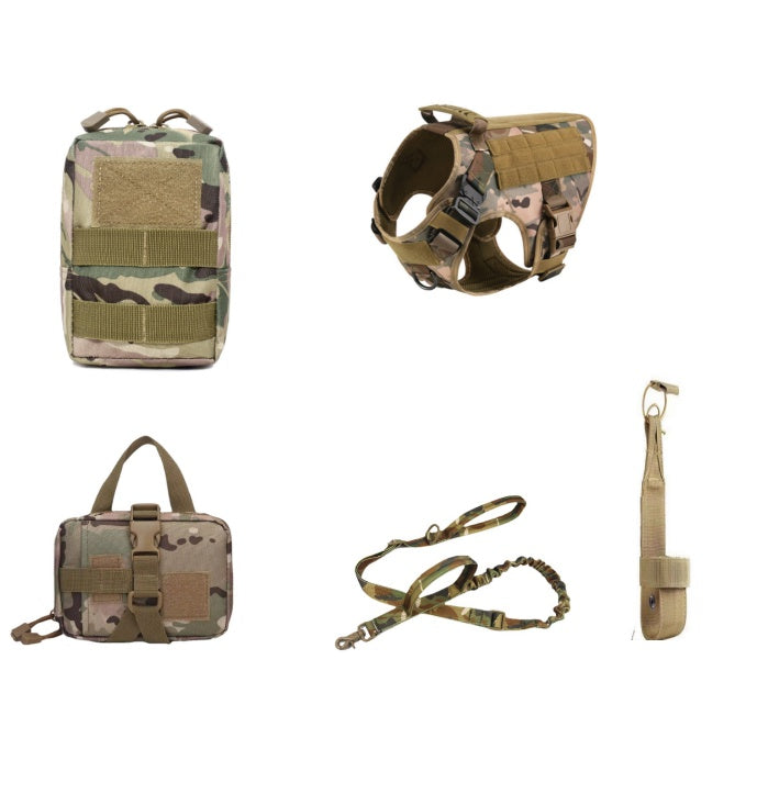 Camouflage Tactical training dog harness with leash set for strong dogs designed for maximum support and movement