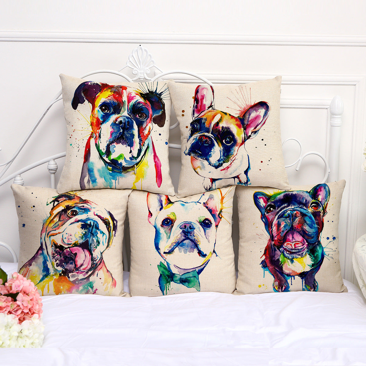 modern bulldog design pillowcase