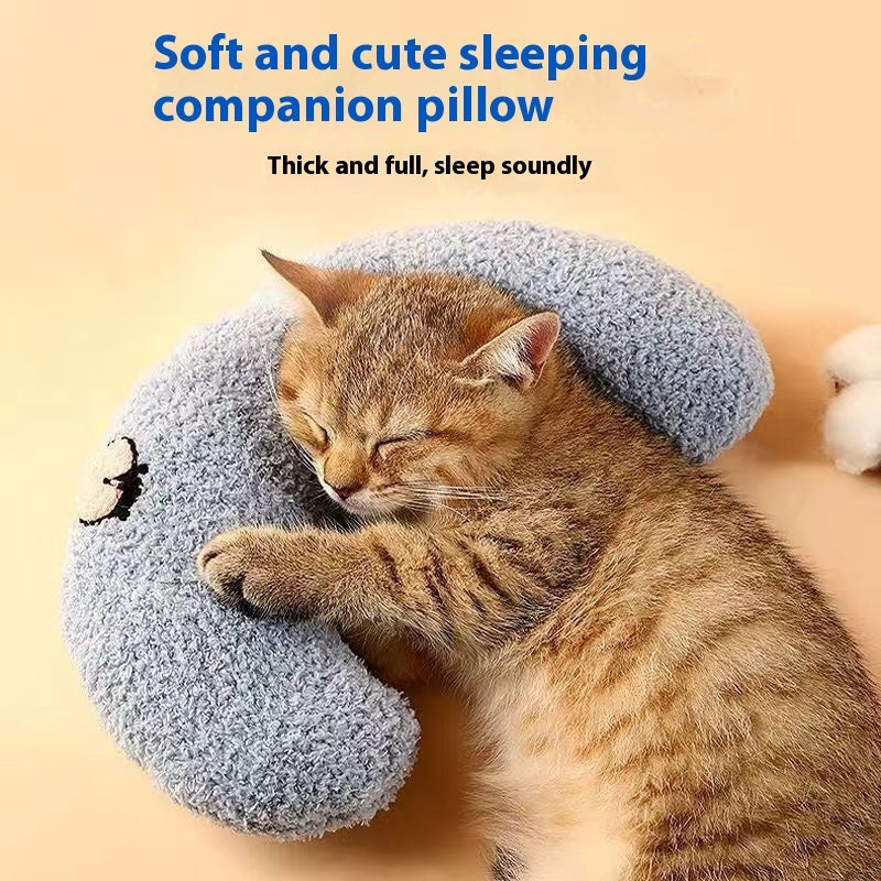 U-shaped pet pillow bed with neck support for cats and dogs
