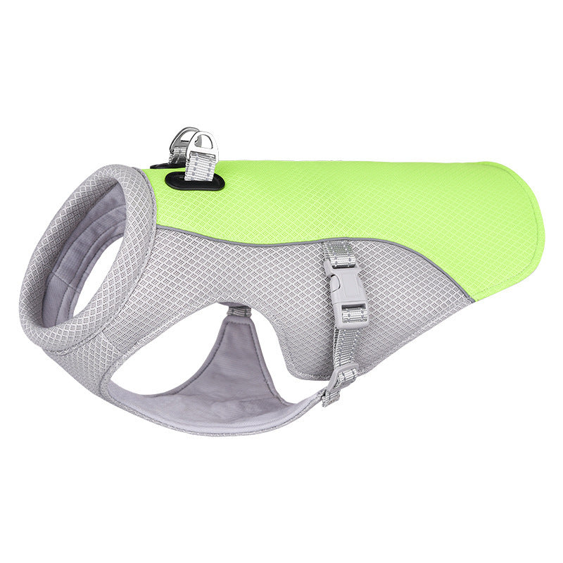 Green Lightweight air mesh cooling harness vest comfortable fit for small medium large dogs