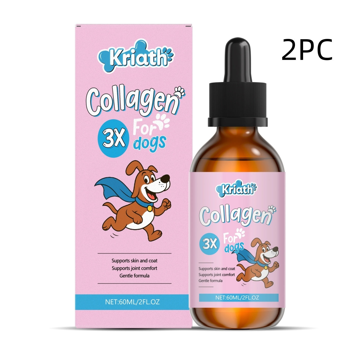 dog collagen drops joint support and coat maintenance supplement x2