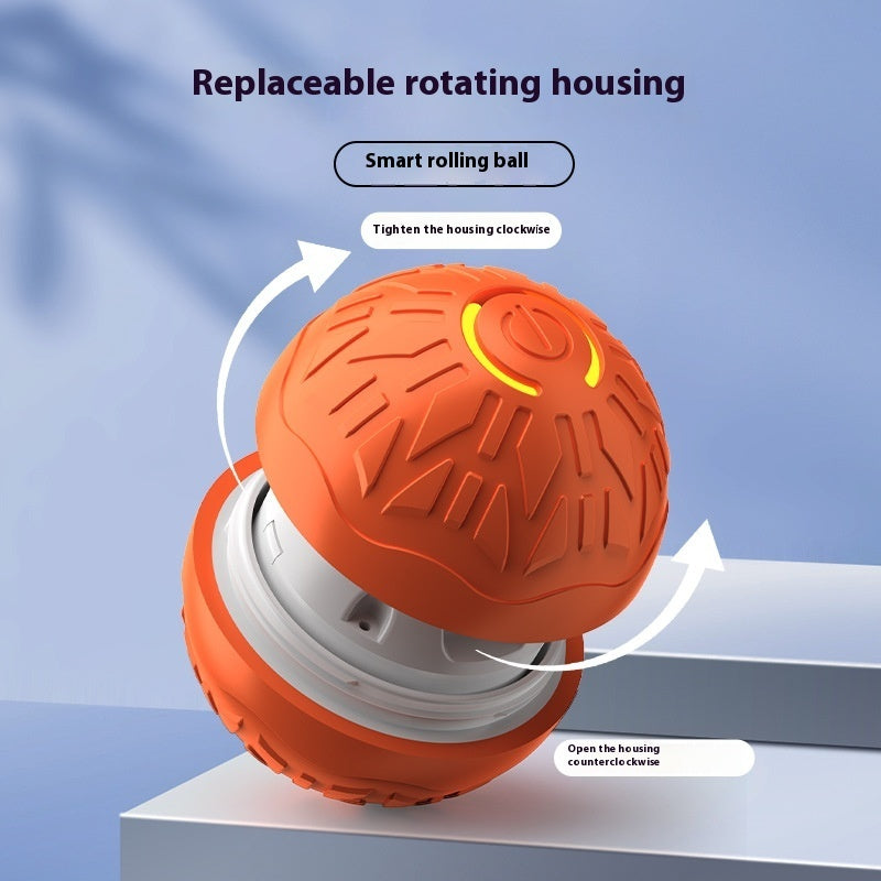 Orange Electric jumping ball for dogs automatic luminous toy for interactive play and training