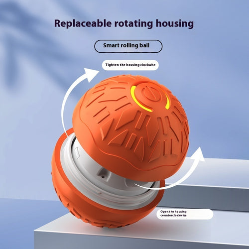 Orange Electric jumping ball for dogs automatic luminous toy for interactive play and training