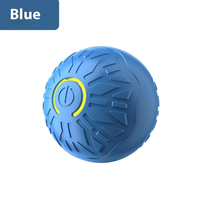 Blue Automatic bouncing dog toy for small and large dogs interactive and luminous design