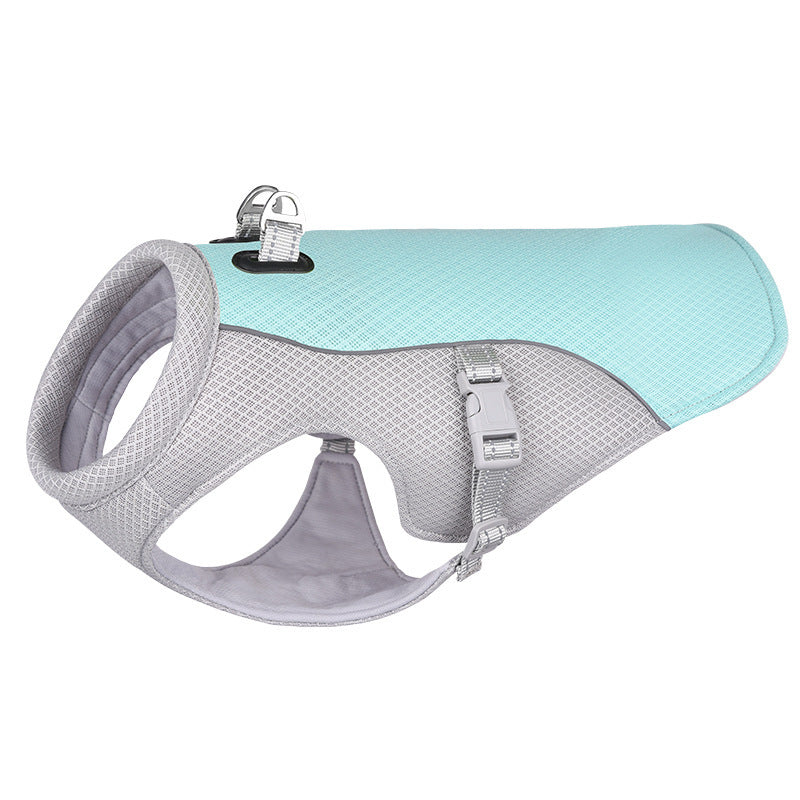 Blue Lightweight air mesh cooling harness vest comfortable fit for small medium large dogs