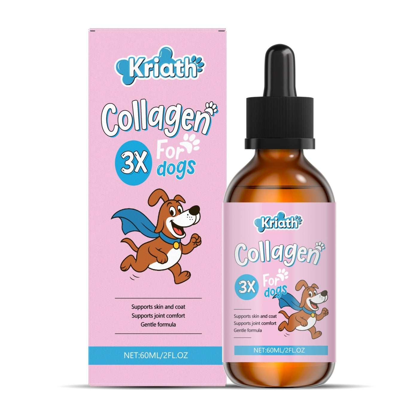 pet dog collagen drops joint and coat support supplement