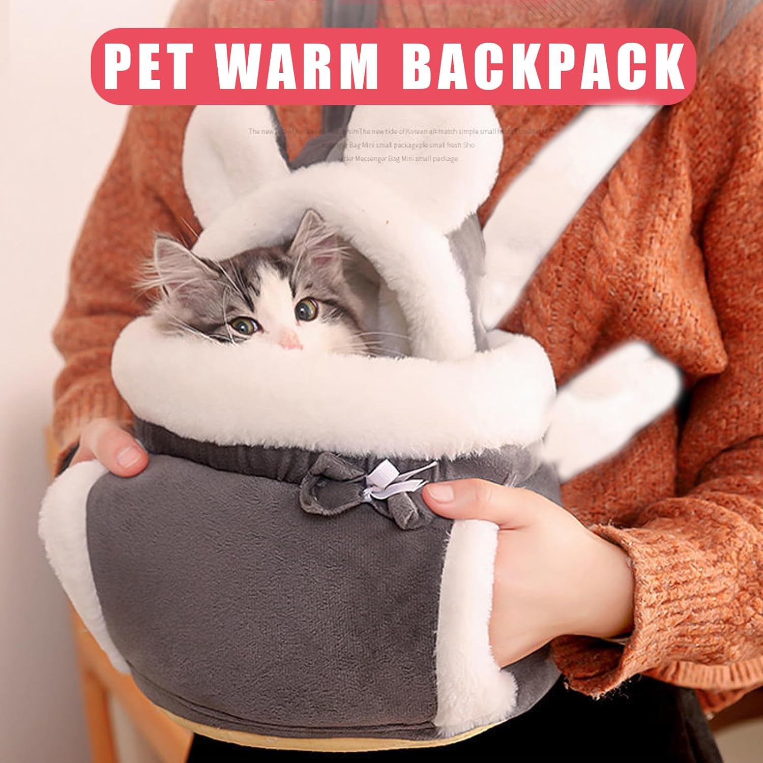 Double-pocket pet backpack for small cats and dogs