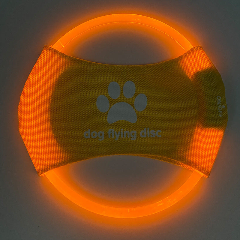 Orange Pet-safe, chew-resistant material of LED dog flying disc
