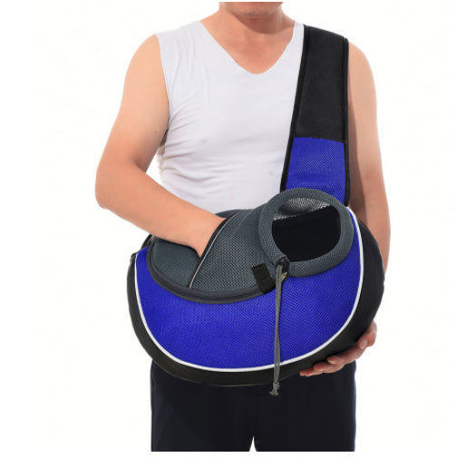 Blue Mesh and padded pet bag for small dogs cats perfect for travel shopping or walking outdoors