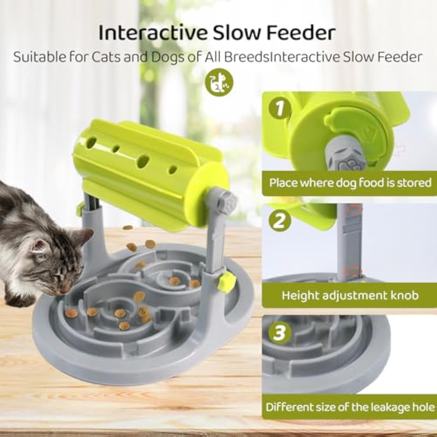 Interactive dog and cat food puzzle toy slow feeder bowl for small and medium pets