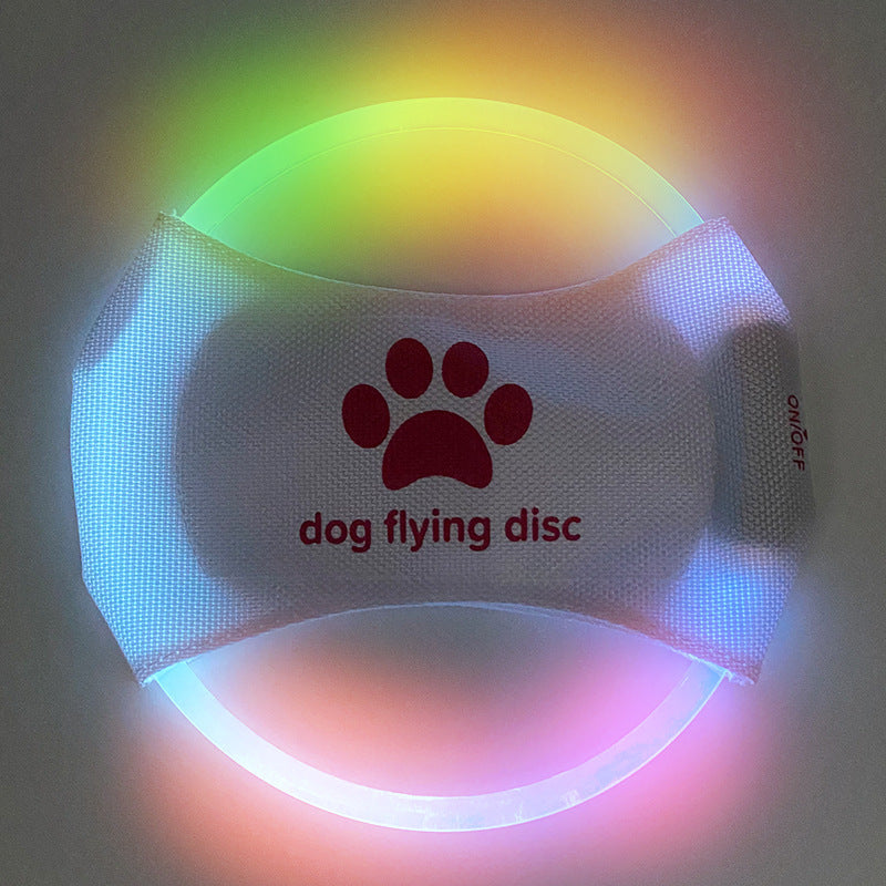 White LED Light-Up Dog Flying Disc – full view of interactive toy for dogs
