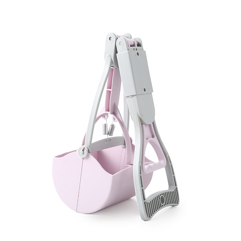 Pink portable dog poop picker one-handed pooper scooper for walking