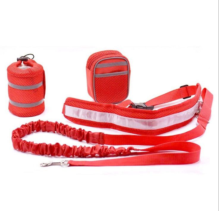 Red Outdoor dog walking leash allowing freedom of movement