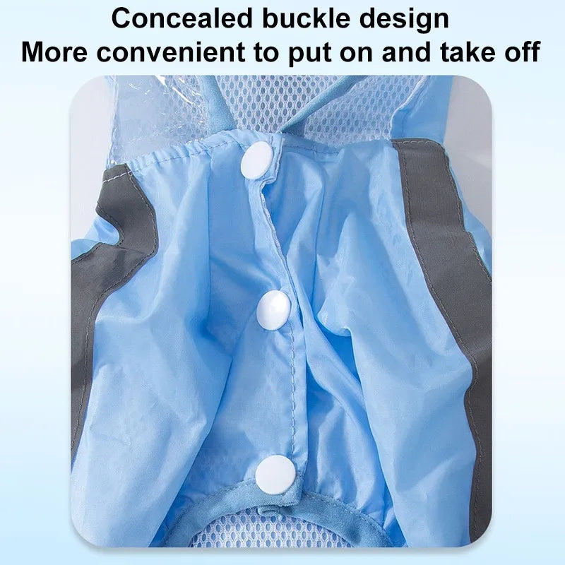Protective 4-leg dog raincoat keeping pets dry and comfortable
