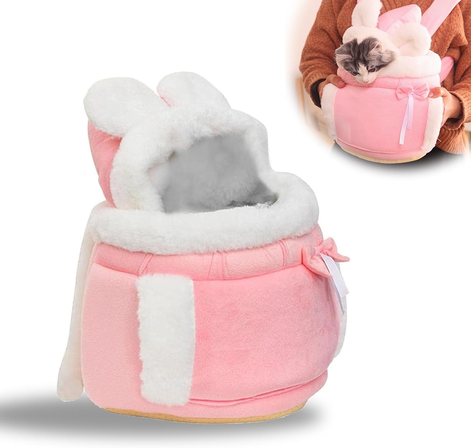 Pink Front pack cat carrier bag designed for safe indoor and outdoor travel