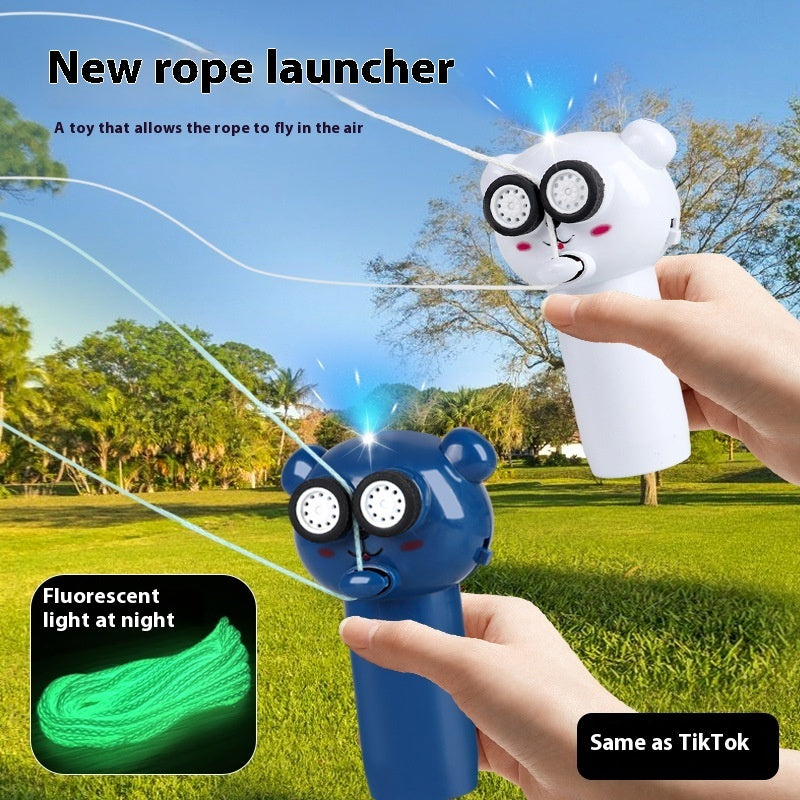 Luminous interactive cat teaser toy with spinning LED rope for play