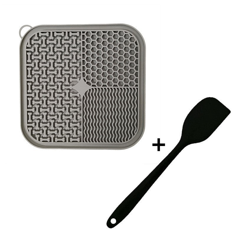 Grey Slow feeder lick pad for dogs to encourage healthy feeding habits