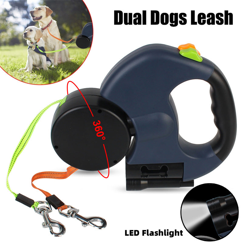 Retractable dog leash with LED light for safe nighttime walks