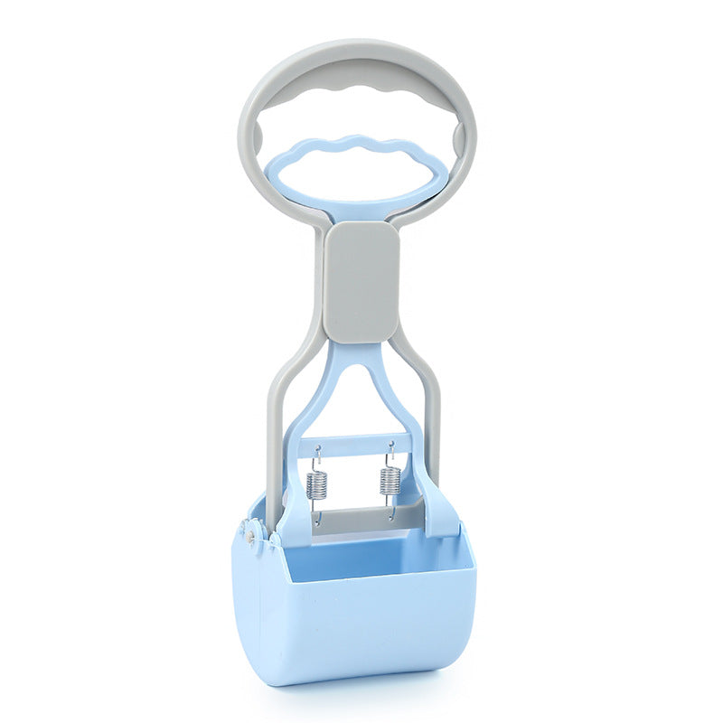 Blue portable pooper scooper for walking and outdoor dog cleanup