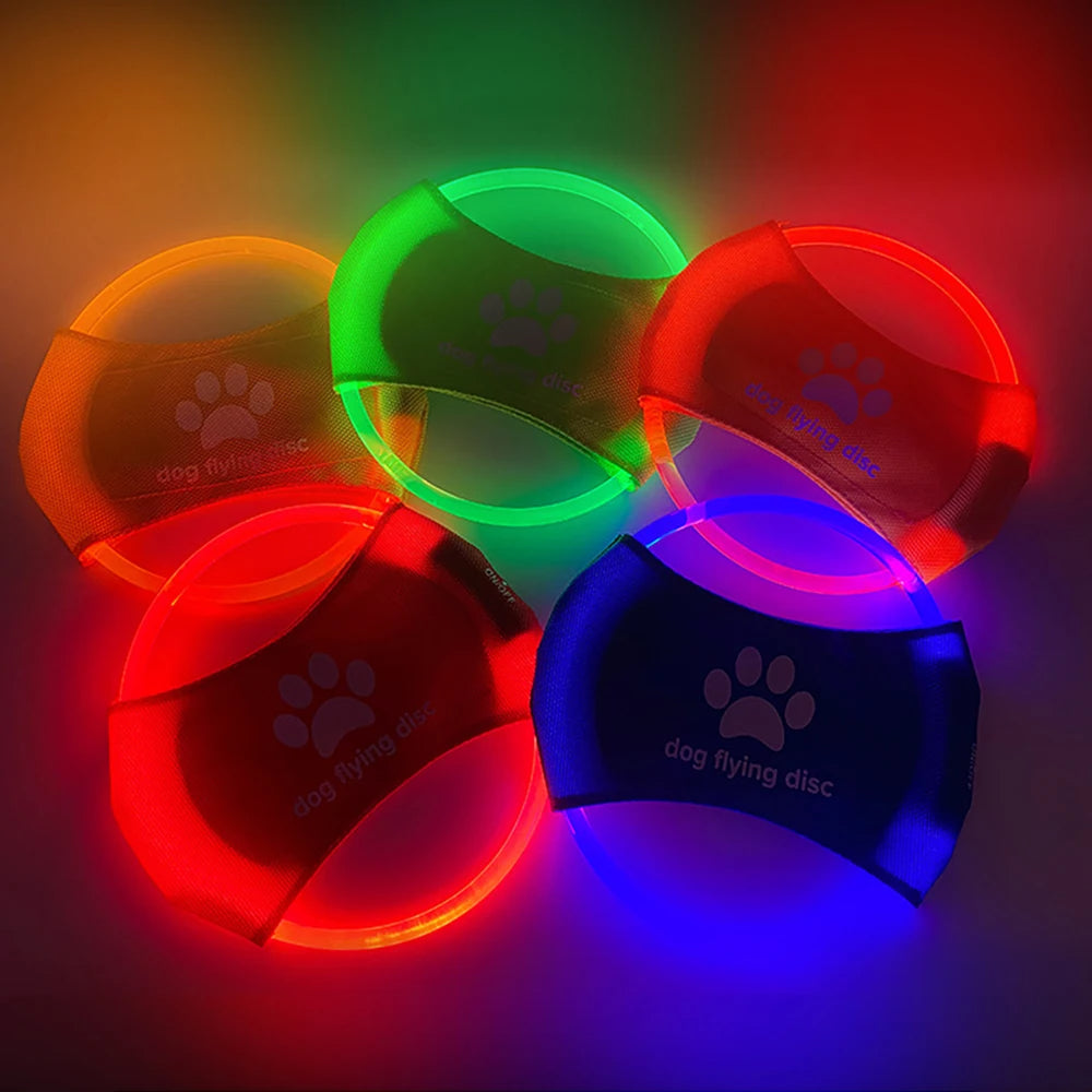 LED dog flying discs showing multiple color options for pets
