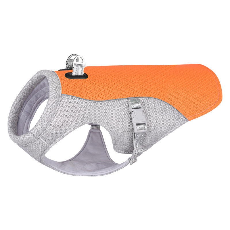 Orange Lightweight air mesh cooling harness vest comfortable fit for small medium large dogs