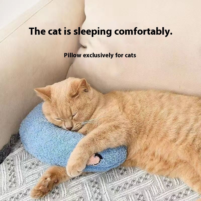 U-shaped sleeping mat for pets with supportive pillow for neck and head