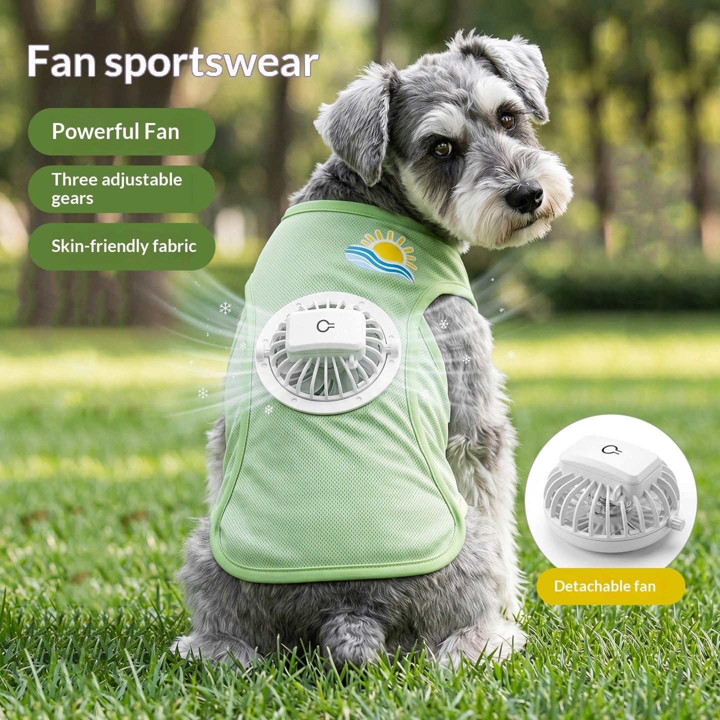 Summer cooling fan vest for dogs, front view
