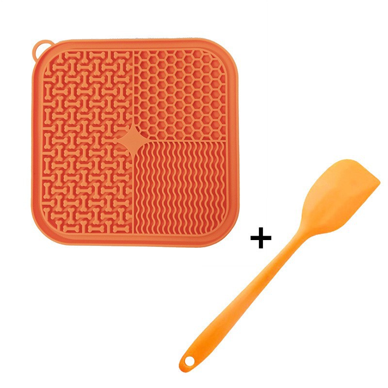 Orange Slow feeder lick pad for dogs to encourage healthy feeding habits