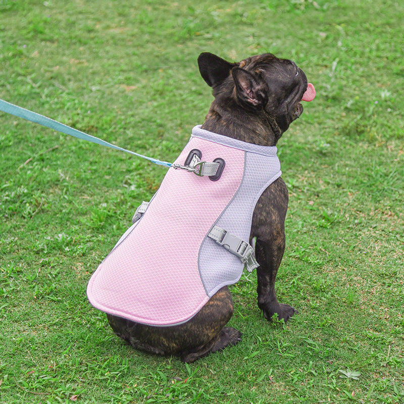 Breathable cooling dog harness vest with adjustable straps for hot weather walks