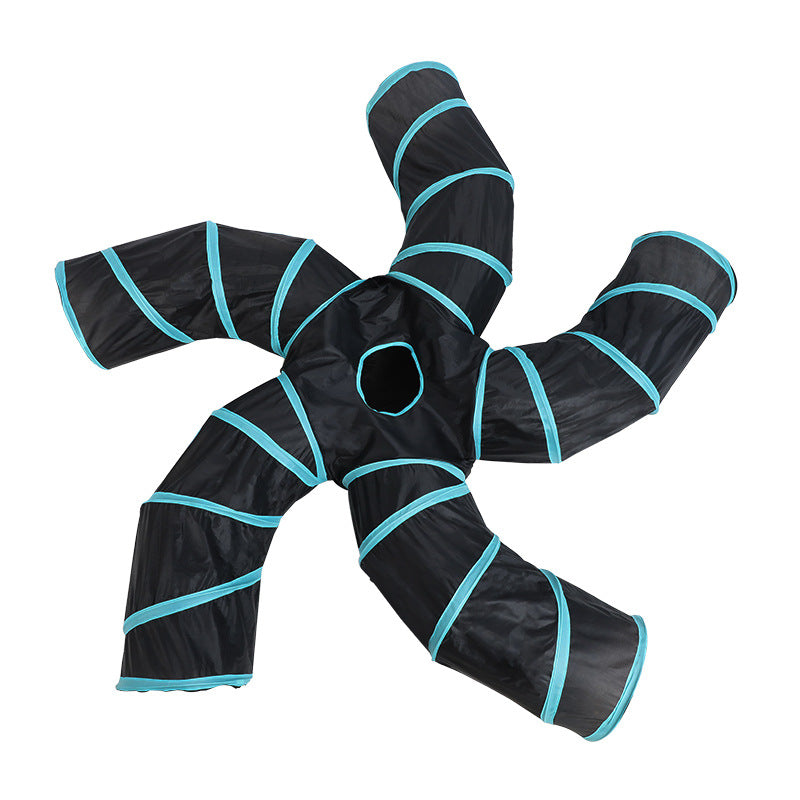 Foldable crinkle play tunnel for indoor cats