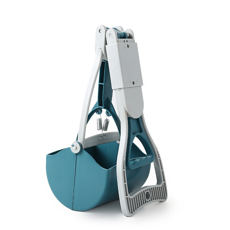 Teal and gray cleaning tool on a white background