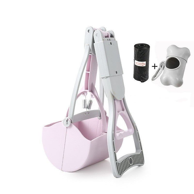 portable dog poop picker one-handed pooper scooper for walking with extra bags 