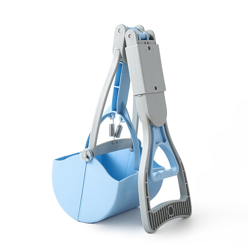 Blue portable dog poop picker one-handed pooper scooper for walking