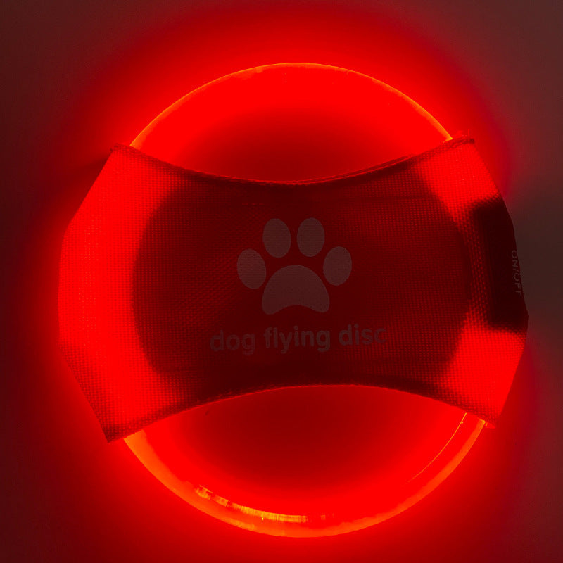 Deep red LED Light-Up Dog Flying Disc – full view of interactive toy for dogs
