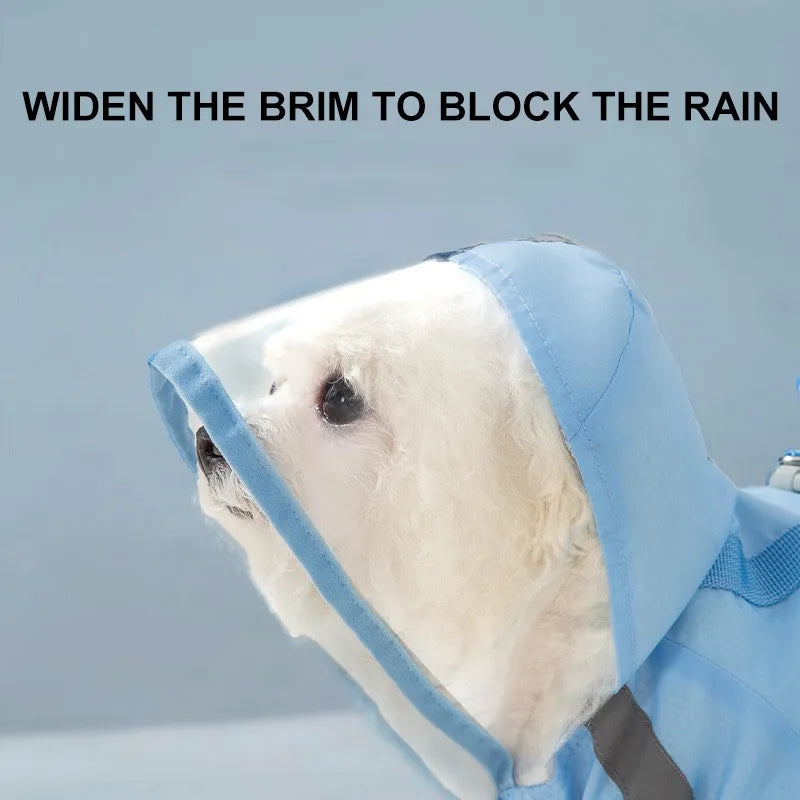 Lightweight full-coverage dog raincoat designed for wet outdoor walks
