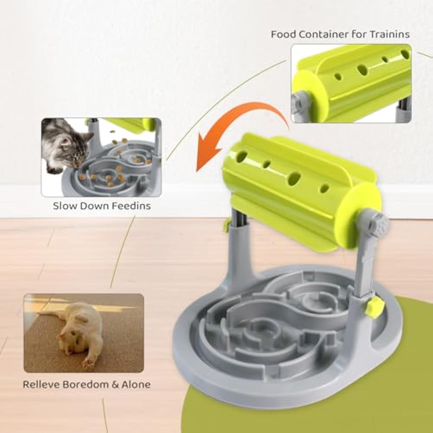 Treat-dispensing puzzle feeder for dogs and cats to prevent boredom